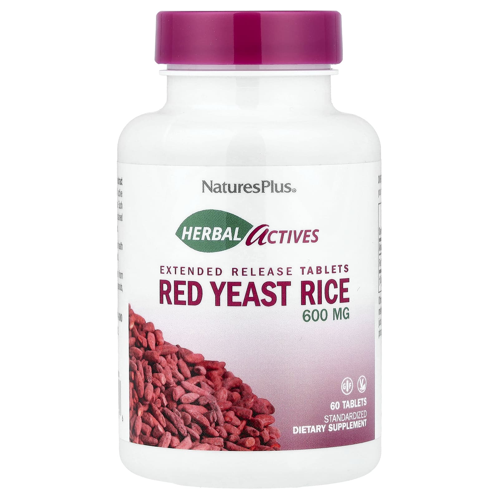 Nature's Plus, Herbal Actives, Red Yeast Rice, 600 mg, 60 Tablets UPC 097467073616 | Hilife Vitamins